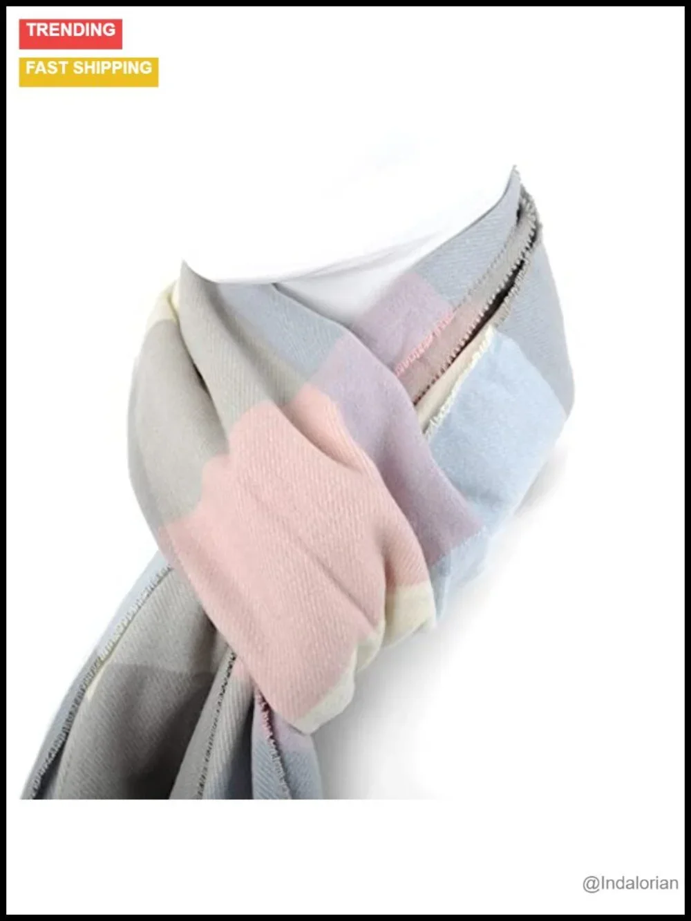 Plaid Cashmere Feel Acrylic Winter Scarf for Men and Women